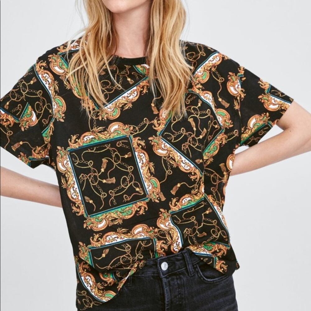 NWT Zara Scarf Print Shirt